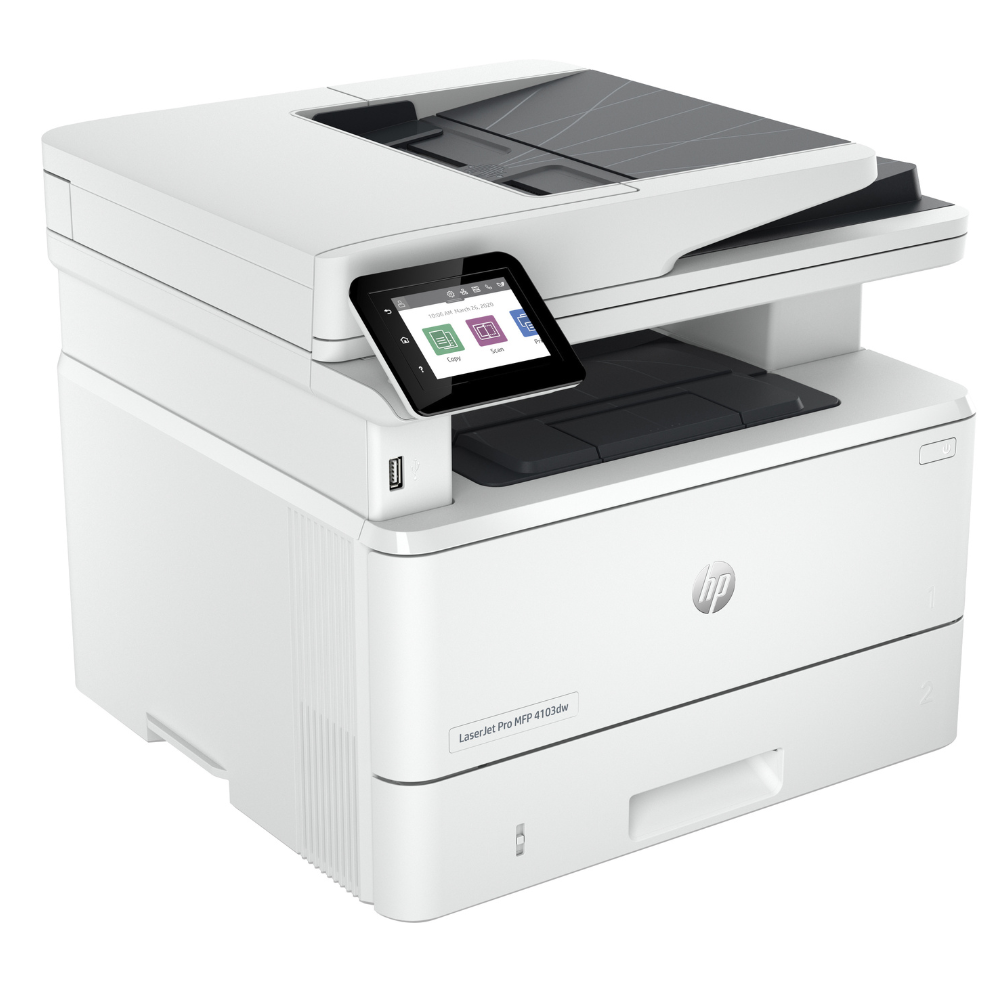 HP LaserJet Pro MFP 4103fdn Printer, Print, Copy, Scan and Fax - Duplex Printing, ADF, Duplex ADF Scanning, Ethernet, USB Interface with LCD Touchscreen - 2Z628A