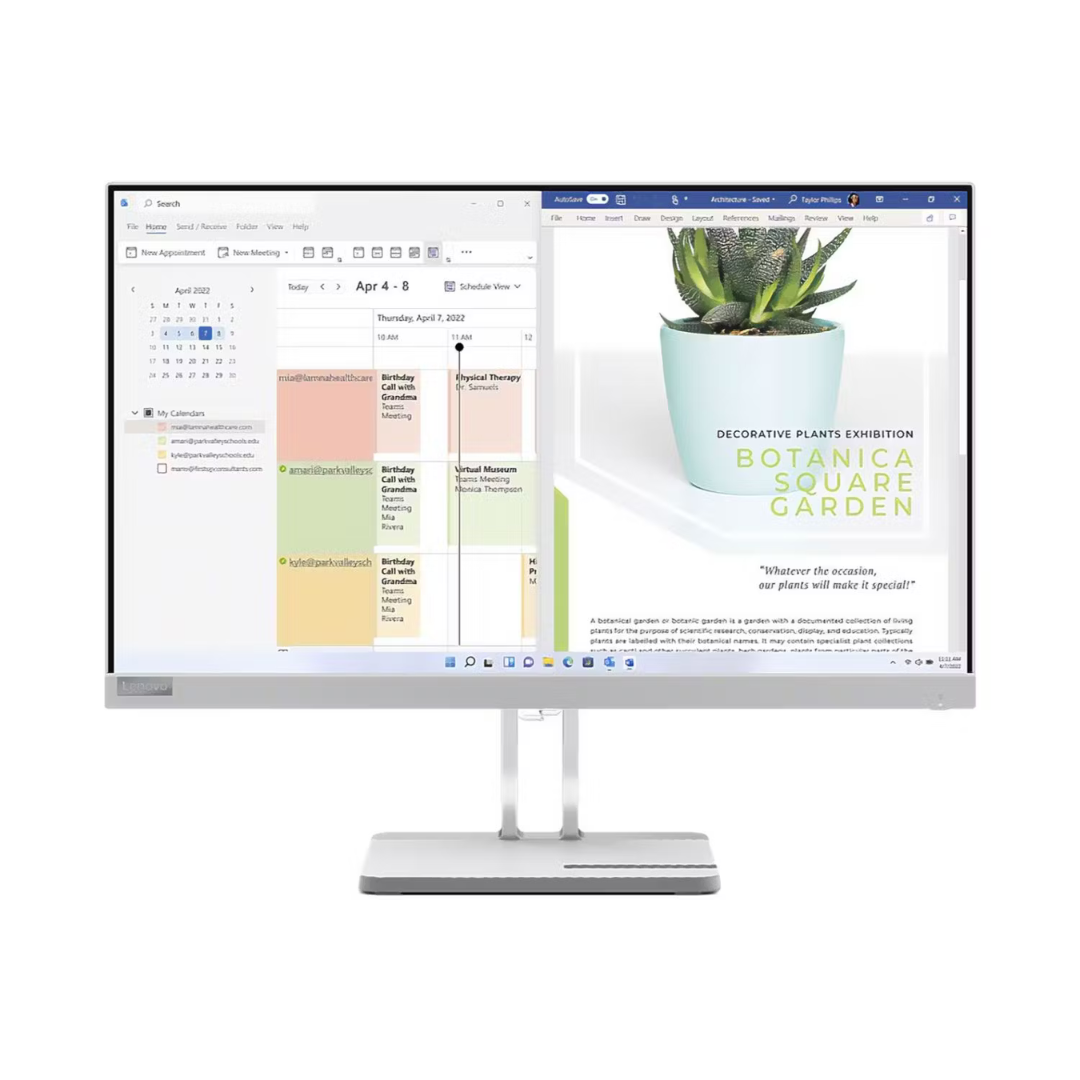 Lenovo L24e-40 23.8" FHD Monitor, Cloud Grey Color, Connectivity : 1 VGA, 1 HDMI 1.4 - 67AAKAC3UK